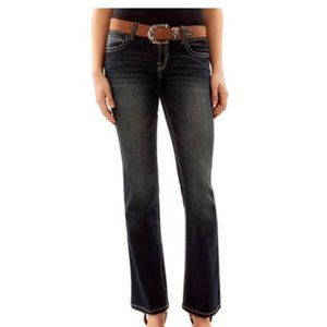 NO BOUNDARIES JUNIORS BELTED BOOT CUT JEANS